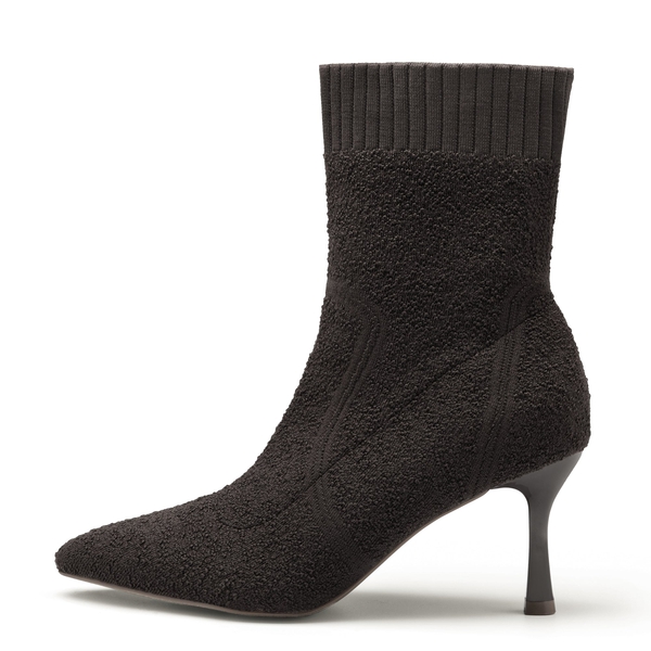 Knitted Stiletto Ankle Booties - BROWN KNITTING - 2